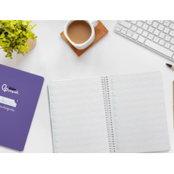 Cuaderno espiral liderpapel a5 pautaguia tapa dura 80h 90gr cuadro pautado 4mm color lila