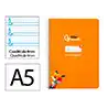 Cuaderno espiral liderpapel a5 pautaguia tapa dura 80h 90gr cuadro pautado 4mm color naranja