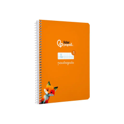 Cuaderno espiral liderpapel a5 pautaguia tapa dura 80h 90gr cuadro pautado 4mm color naranja