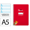 Cuaderno espiral liderpapel a5 pautaguia tapa dura 80h 90gr cuadro pautado 4mm color rojo
