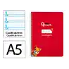 Cuaderno espiral liderpapel a5 pautaguia tapa dura 80h 90gr cuadro pautado 4mm color rojo