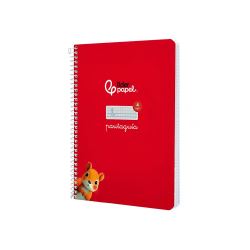 Cuaderno espiral liderpapel a5 pautaguia tapa dura 80h 90gr cuadro pautado 4mm color rojo