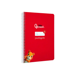 Cuaderno espiral liderpapel a5 pautaguia tapa dura 80h 90gr cuadro pautado 4mm color rojo