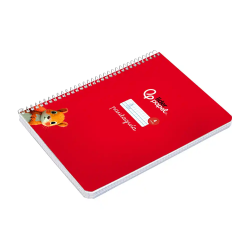 Cuaderno espiral liderpapel a5 pautaguia tapa dura 80h 90gr cuadro pautado 4mm color rojo