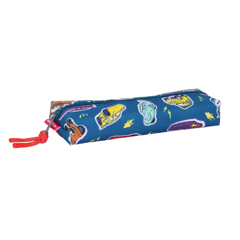 Bolso escolar portatodo safta rectangular con goma elastica 22cm cars racing 40x220x70 mm