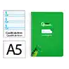 Cuaderno espiral liderpapel a5 pautaguia tapa dura 80h 90gr cuadro pautado 4mm color verde