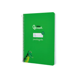 Cuaderno espiral liderpapel a5 pautaguia tapa dura 80h 90gr cuadro pautado 4mm color verde
