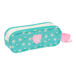 Bolso escolar portatodo safta doble peppa pig pretty flowers 80x210x60xmm