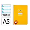 Cuaderno espiral liderpapel a5 pautaguia tapa dura 80h 90 gr cuadro pautado 5mm color amarillo