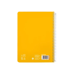 Cuaderno espiral liderpapel a5 pautaguia tapa dura 80h 90 gr cuadro pautado 5mm color amarillo