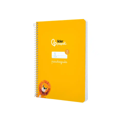 Cuaderno espiral liderpapel a5 pautaguia tapa dura 80h 90 gr cuadro pautado 5mm color amarillo