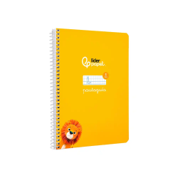 Cuaderno espiral liderpapel a5 pautaguia tapa dura 80h 90 gr cuadro pautado 5mm color amarillo