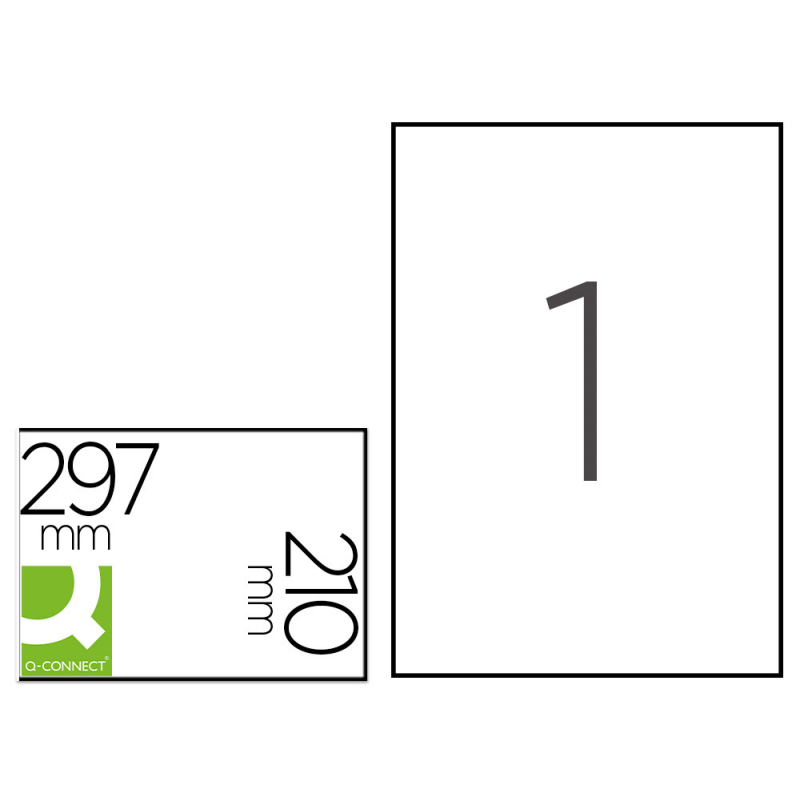 Etiqueta adhesiva q-connect poliester a4 blanco alto brillo para impresoras inkjet pack con 20 hojas