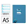 Cuaderno espiral liderpapel a5 pautaguia tapa dura 80h 90 gr cuadro pautado 5mm color azul