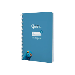 Cuaderno espiral liderpapel a5 pautaguia tapa dura 80h 90 gr cuadro pautado 5mm color azul