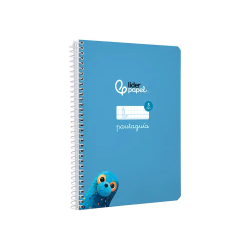 Cuaderno espiral liderpapel a5 pautaguia tapa dura 80h 90 gr cuadro pautado 5mm color azul