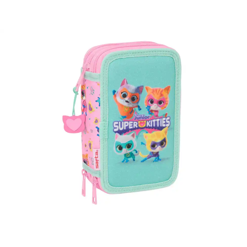 Plumier escolar safta triple 37 piezas superkitties 195x125x55 mm