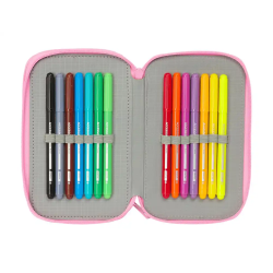 Plumier escolar safta triple 37 piezas superkitties 195x125x55 mm