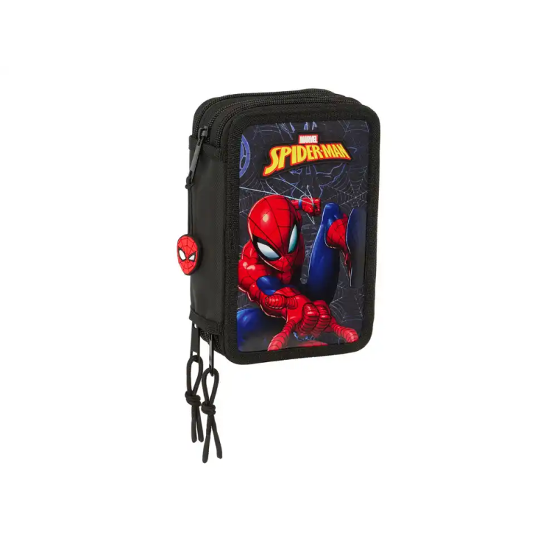 Plumier escolar safta triple 37 piezas spider-man attack 195x125x55 mm