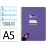 Cuaderno espiral liderpapel a5 pautaguia tapa dura 80h 90gr cuadro pautado 5mm color lila