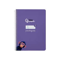 Cuaderno espiral liderpapel a5 pautaguia tapa dura 80h 90gr cuadro pautado 5mm color lila