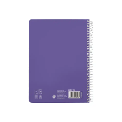 Cuaderno espiral liderpapel a5 pautaguia tapa dura 80h 90gr cuadro pautado 5mm color lila