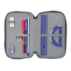 Plumier escolar safta triple 37 piezas real madrid 3 equipacion 24/25 195x125x55 mm