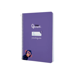 Cuaderno espiral liderpapel a5 pautaguia tapa dura 80h 90gr cuadro pautado 5mm color lila