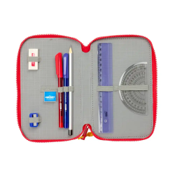 Plumier escolar safta triple 37 piezas mickey mouse good day 195x125x55 mm