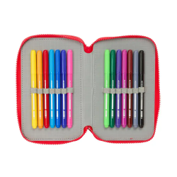 Plumier escolar safta triple 37 piezas mickey mouse good day 195x125x55 mm