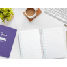 Cuaderno espiral liderpapel a5 pautaguia tapa dura 80h 90gr cuadro pautado 5mm color lila