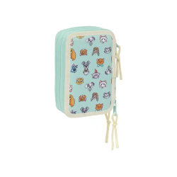 Plumier escolar safta triple 37 piezas cats & dogs 195x125x55 mm