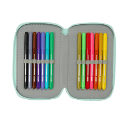 Plumier escolar safta triple 37 piezas cats & dogs 195x125x55 mm