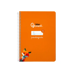 Cuaderno espiral liderpapel a5 pautaguia tapa dura 80h 90 gr cuadro pautado 5mm color naranja