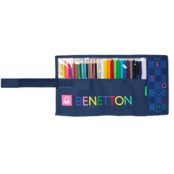 Plumier escolar safta enrollable 27 piezas benetton damero 200x70x70 mm