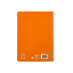 Cuaderno espiral liderpapel a5 pautaguia tapa dura 80h 90 gr cuadro pautado 5mm color naranja