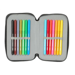 Plumier escolar safta doble pequeño 29 piezas munich topo 195x125x40 mm