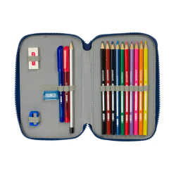 Plumier escolar safta doble pequeño 29 piezas munich north 195x125x40 mm