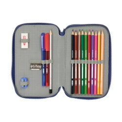 Plumier escolar safta doble pequeño 29 piezas harry potter captain 195x125x40 mm