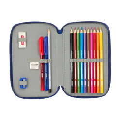 Plumier escolar safta doble pequeño 29 piezas f.c. barcelona navy blue 195x125x40 mm