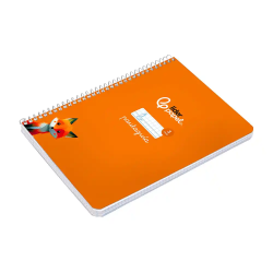 Cuaderno espiral liderpapel a5 pautaguia tapa dura 80h 90 gr cuadro pautado 5mm color naranja