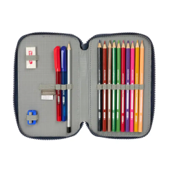 Plumier escolar safta doble pequeño 29 piezas el niño kook 195x125x40 mm