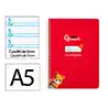Cuaderno espiral liderpapel a5 pautaguia tapa dura 80h 90 gr cuadro pautado 5mm color rojo