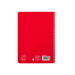 Cuaderno espiral liderpapel a5 pautaguia tapa dura 80h 90 gr cuadro pautado 5mm color rojo