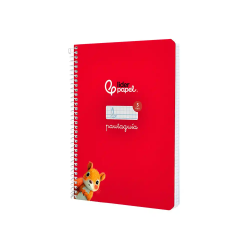 Cuaderno espiral liderpapel a5 pautaguia tapa dura 80h 90 gr cuadro pautado 5mm color rojo