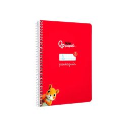 Cuaderno espiral liderpapel a5 pautaguia tapa dura 80h 90 gr cuadro pautado 5mm color rojo