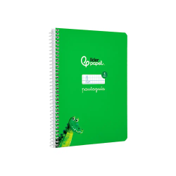Cuaderno espiral liderpapel a5 pautaguia tapa dura 80h 90 gr cuadro pautado 5mm color verde