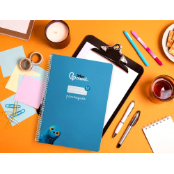 Cuaderno espiral liderpapel a4 pautaguia tapa blanda 80h 75gr cuadro pautado 2,5mm color azul