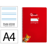 Cuaderno espiral liderpapel a4 pautaguia tapa blanda 80h 75gr cuadro pautado 2,5mm color rojo