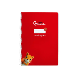 Cuaderno espiral liderpapel a4 pautaguia tapa blanda 80h 75gr cuadro pautado 2,5mm color rojo
